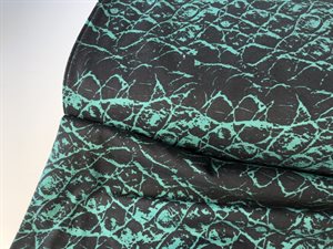 Bomuldsjersey - sort med agat grøn mønster